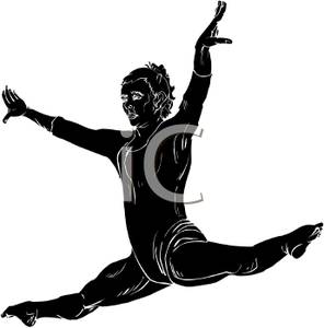 A Black Silhouette of a Girl Gymnast Performing the Splits.