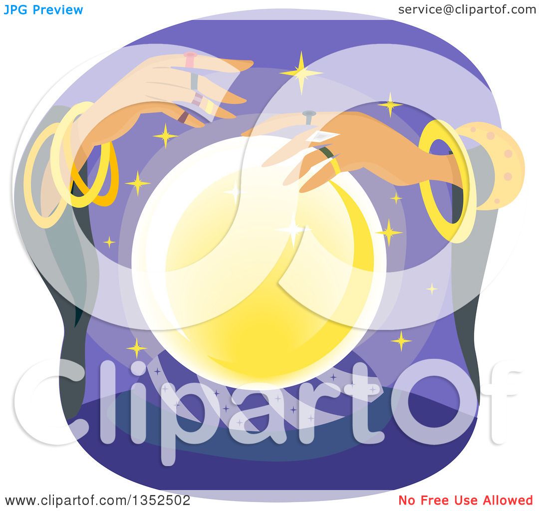 Clipart of a Gypsy Fortune Teller and a Crystal Ball.