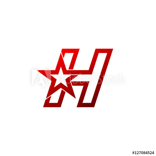 Letter H logo,Red star sign Branding Identity Corporate.