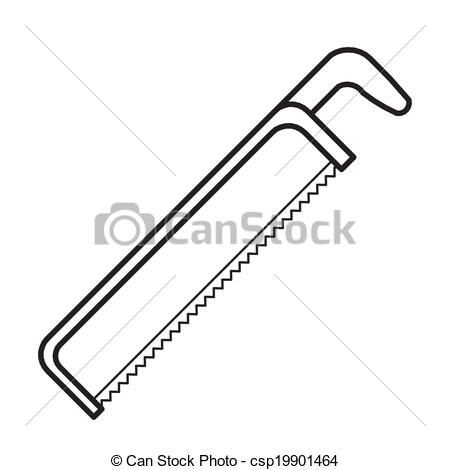 Clip Art Vector of hacksaw outline vector.