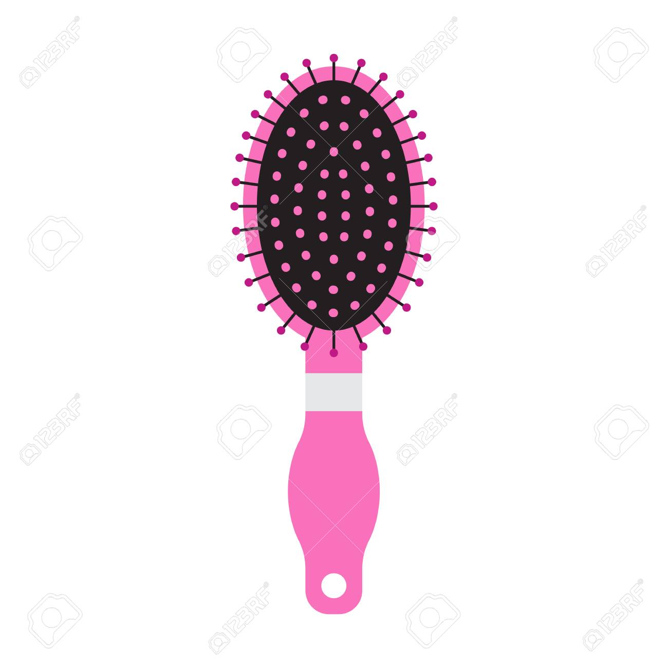 pink hair brush in modern flat style isolated on white background.