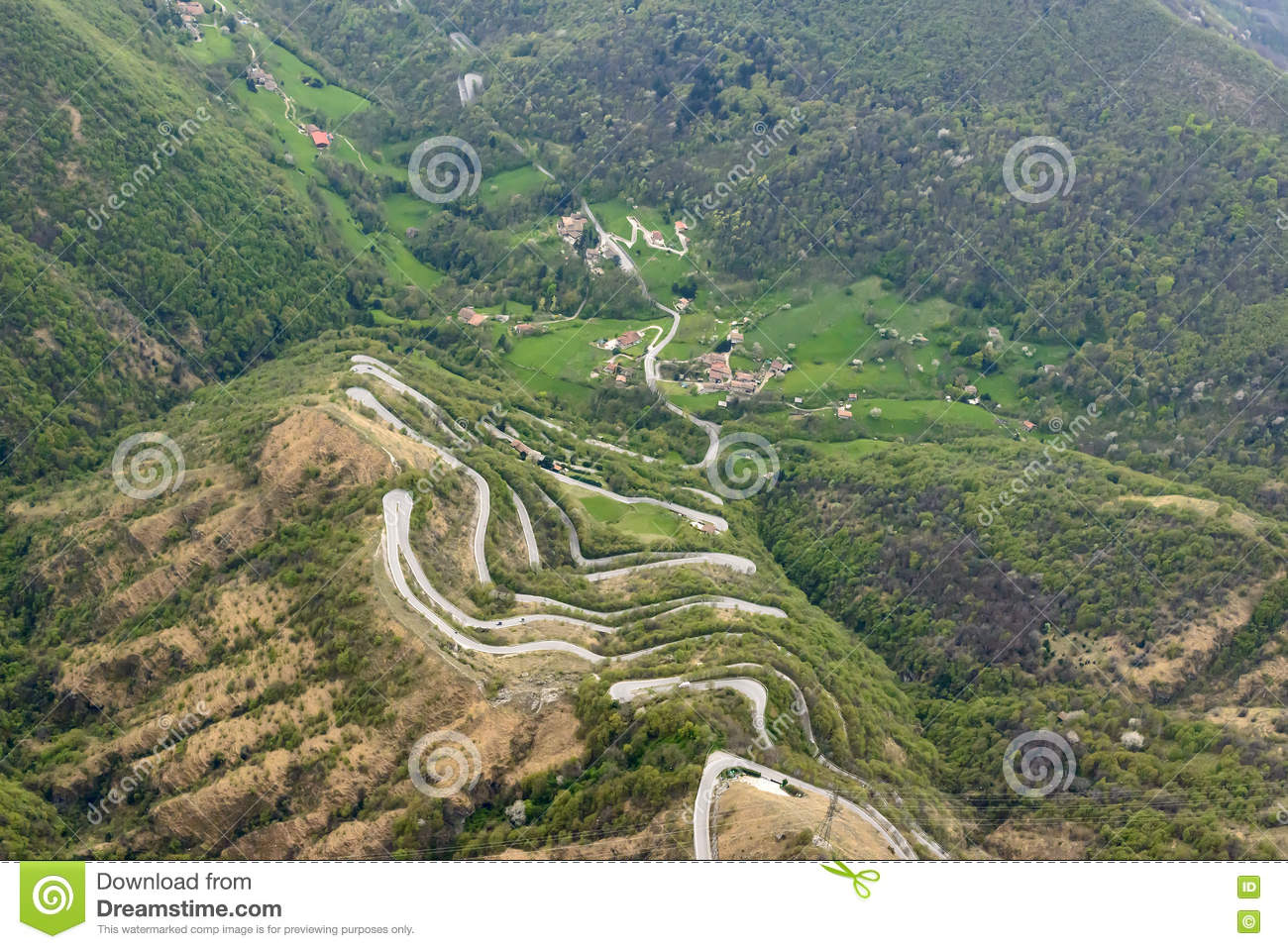 Hairpin Turns On Road To Selvino, Orobie Stock Photo.
