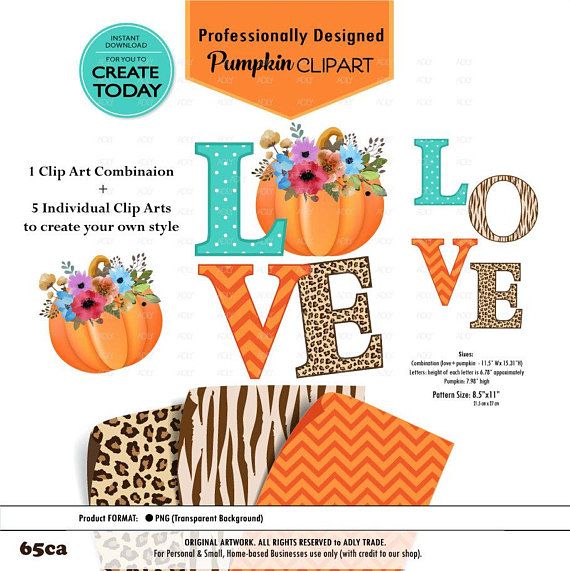 Love fall Pumpkin bow Clipart,colors clip art,harvest.