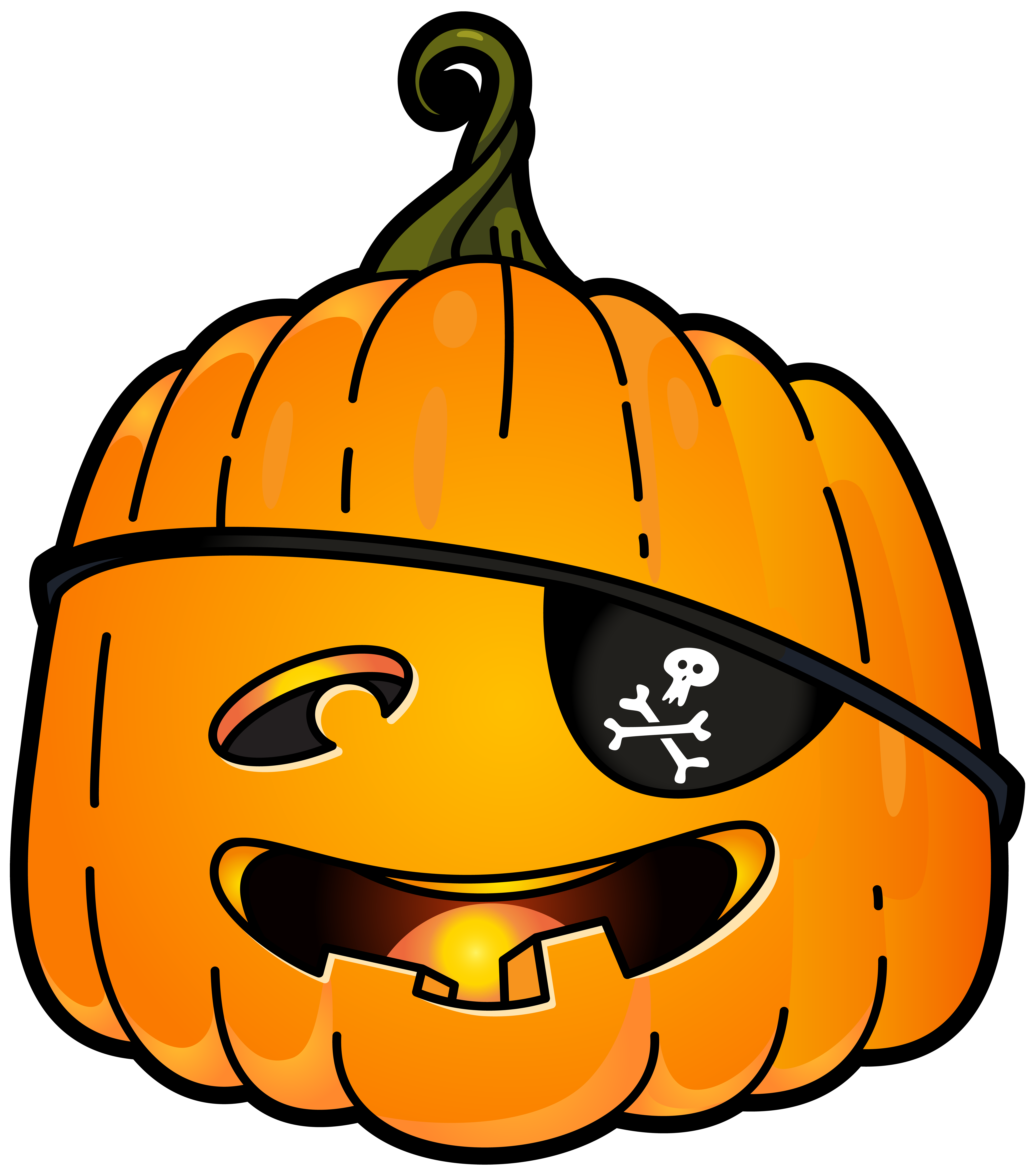 Halloween Pirate Pumpkin PNG Clip Art Image.