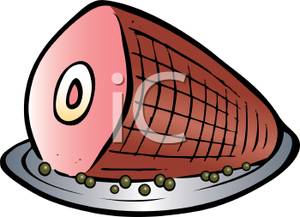 and Ham on a Plate Clipart Picture.
