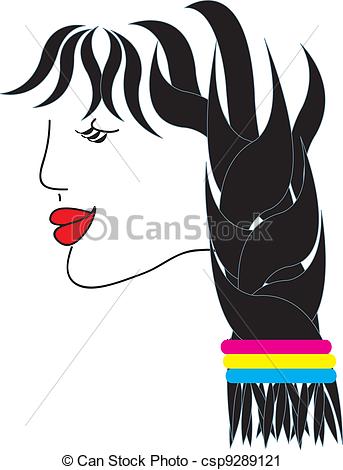 Vector Clip Art of Beautiful Girl With Braided Hair.