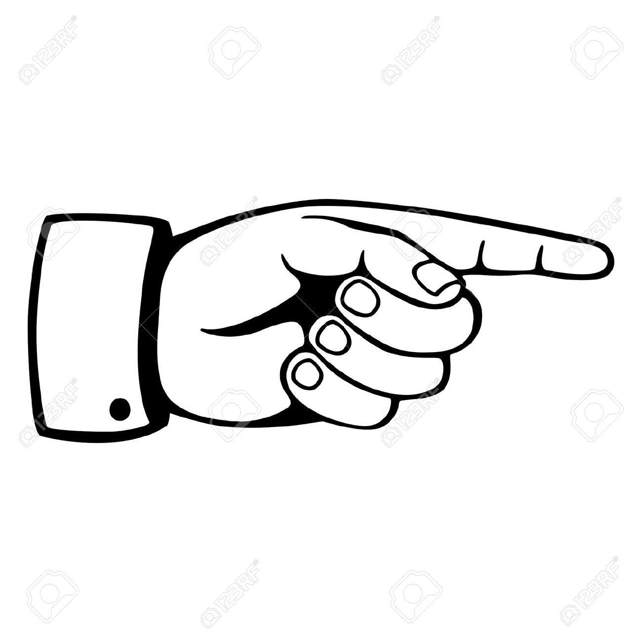 Pointing Hand Sign In Black And White Royalty Free Cliparts.
