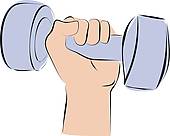 Clipart of hand rising drum bell for exercise k13612491.