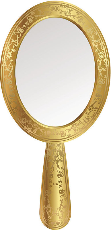 Close Up Of Gold Rimmed Vintage Handheld Mirror Art Print.