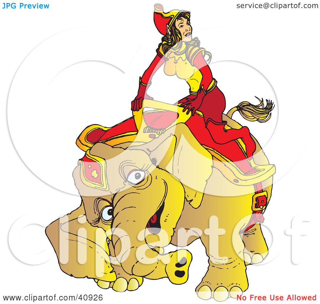 Clipart Illustration of a Happy Circus Elephant Kneeling To Assist.