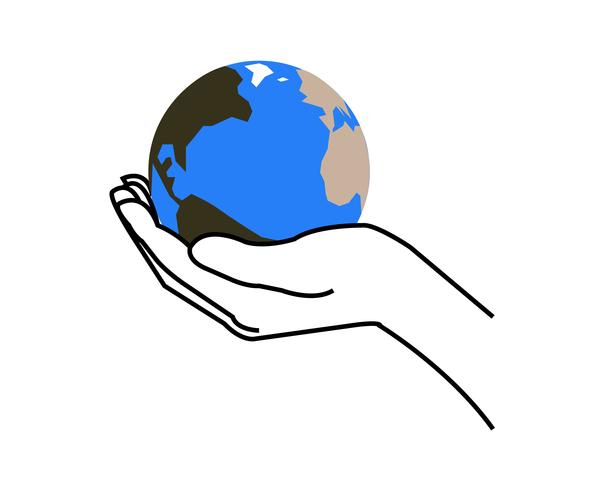 Hand holding a globe.