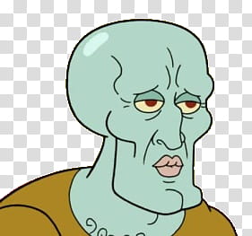 Handsome squidward transparent background PNG clipart.