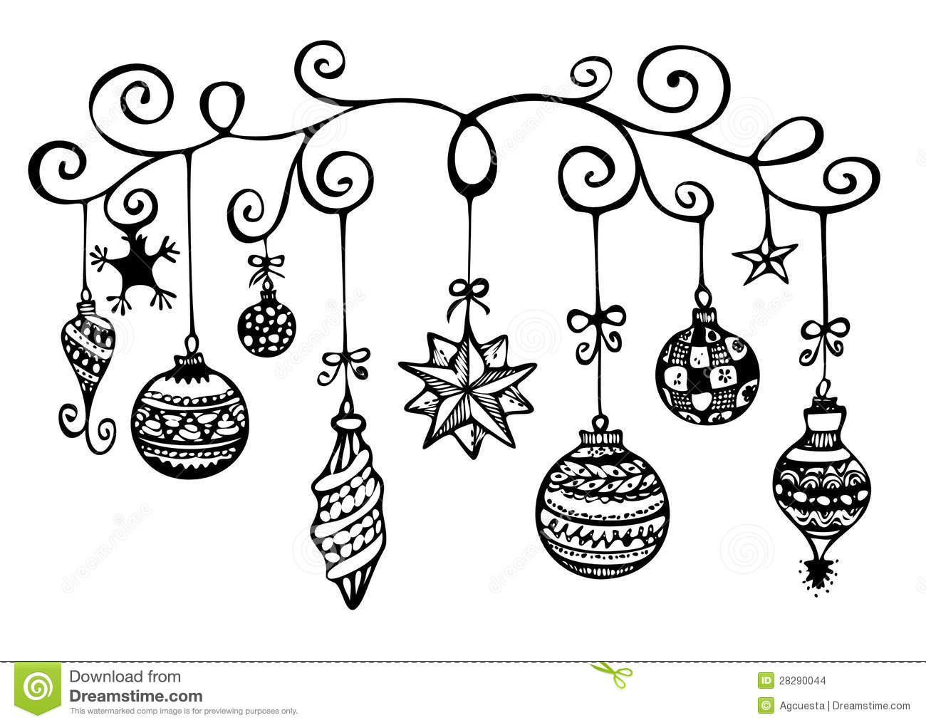 Download hanging christmas ornament clipart black and white 20 free ...