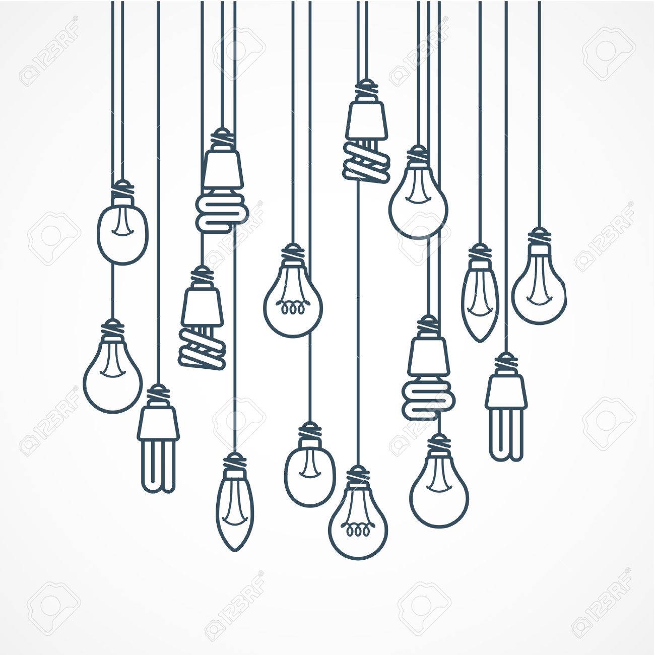 Light bulb hanging on cords.