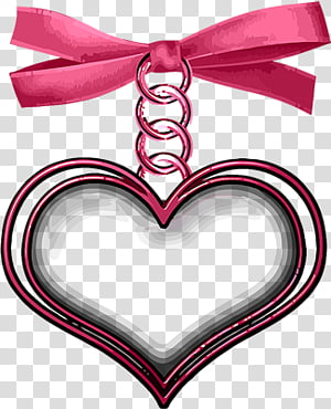 Heart hanging from Pink Ribbon, red heart pendant.
