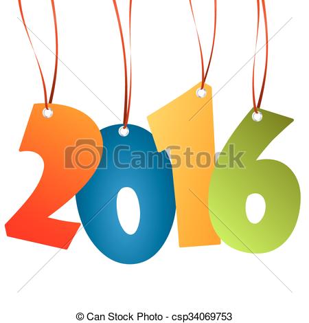 Clipart Vector of hangings new year 2016 numbers.