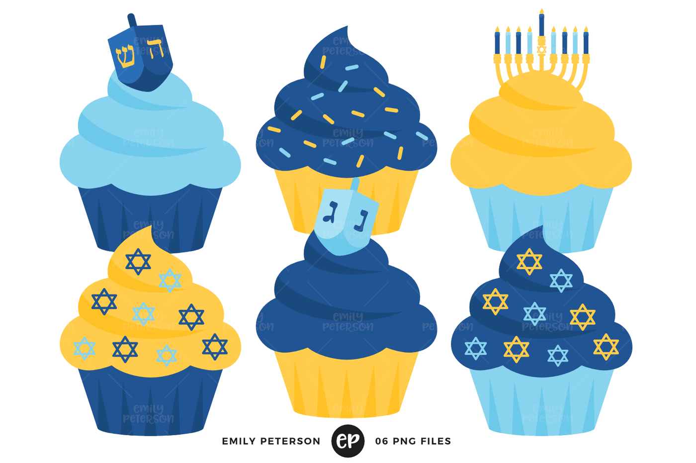 Hanukkah Cupcakes Clipart By Emily Peterson Studio.