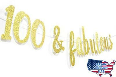 100 & FABULOUS Gold Glitter Cursive Banner.