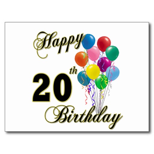 Free Printable 20th Birthday Cards