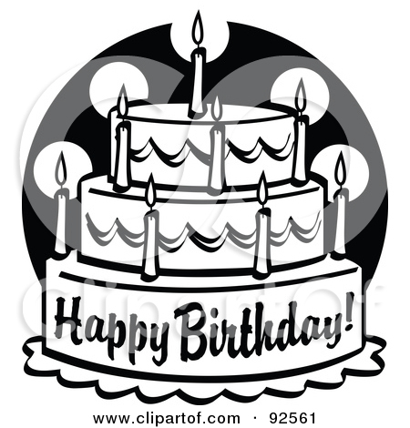 happy birthday cake clipart black and white - Clipground