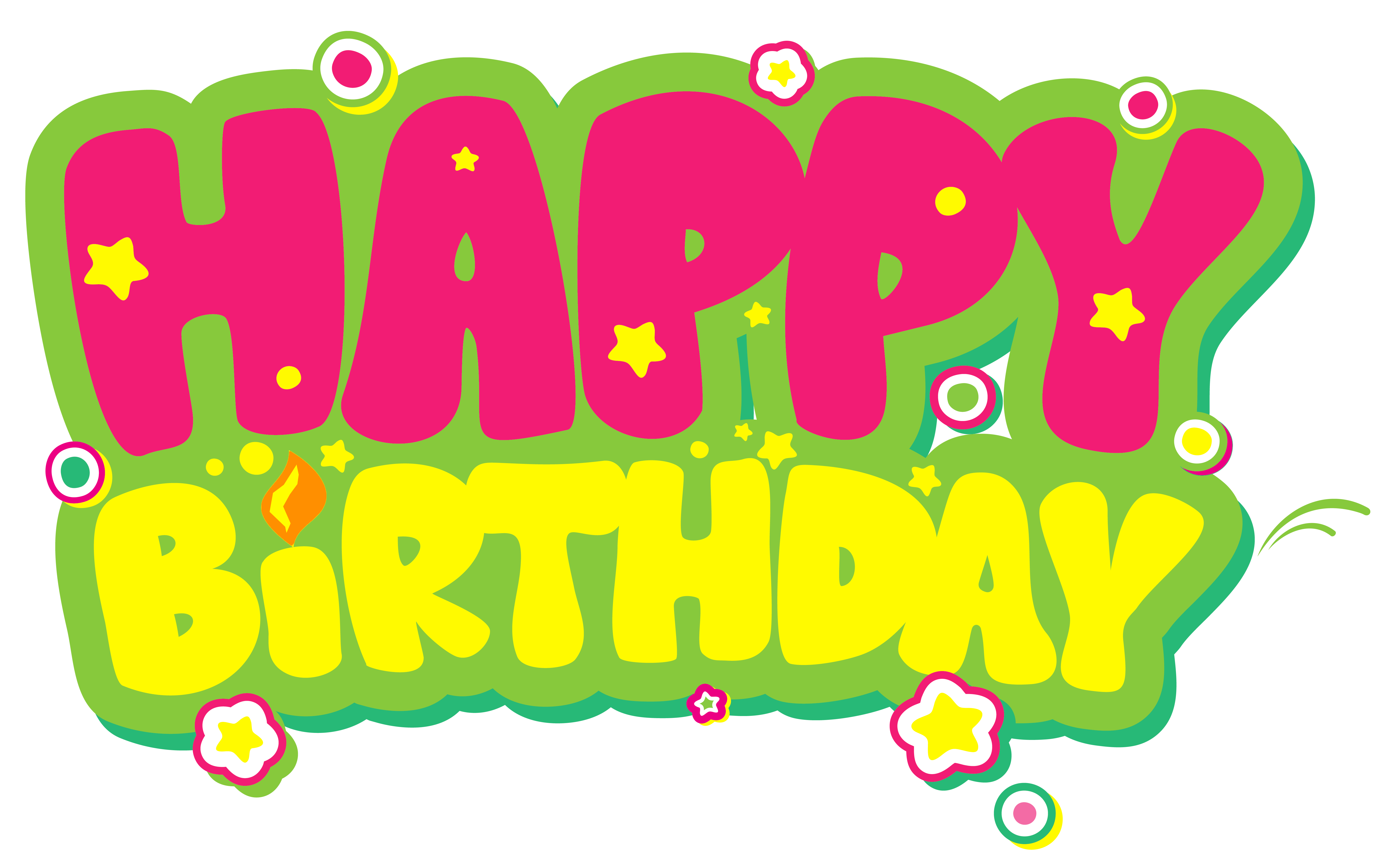Yellow and Pink Happy Birthday PNG Clipart Picture.