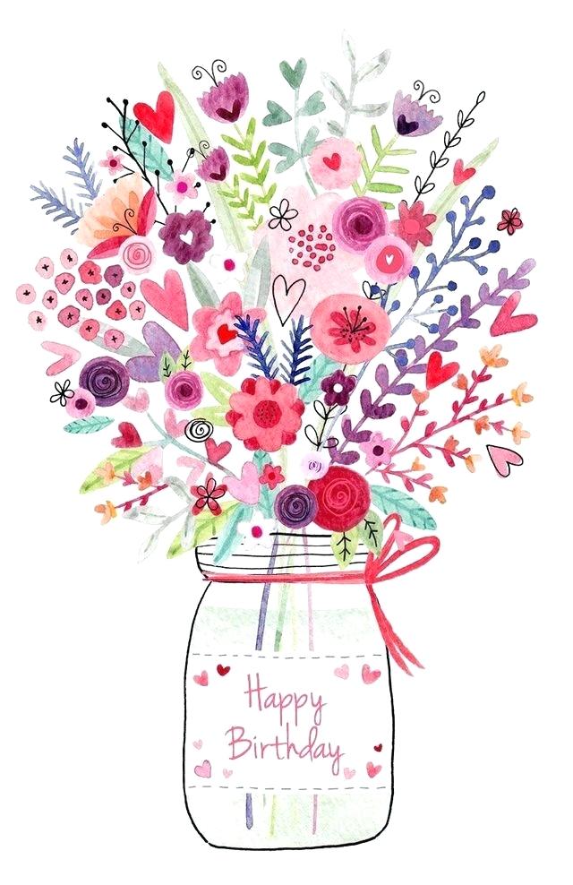 happy birthday with flowers clipart.