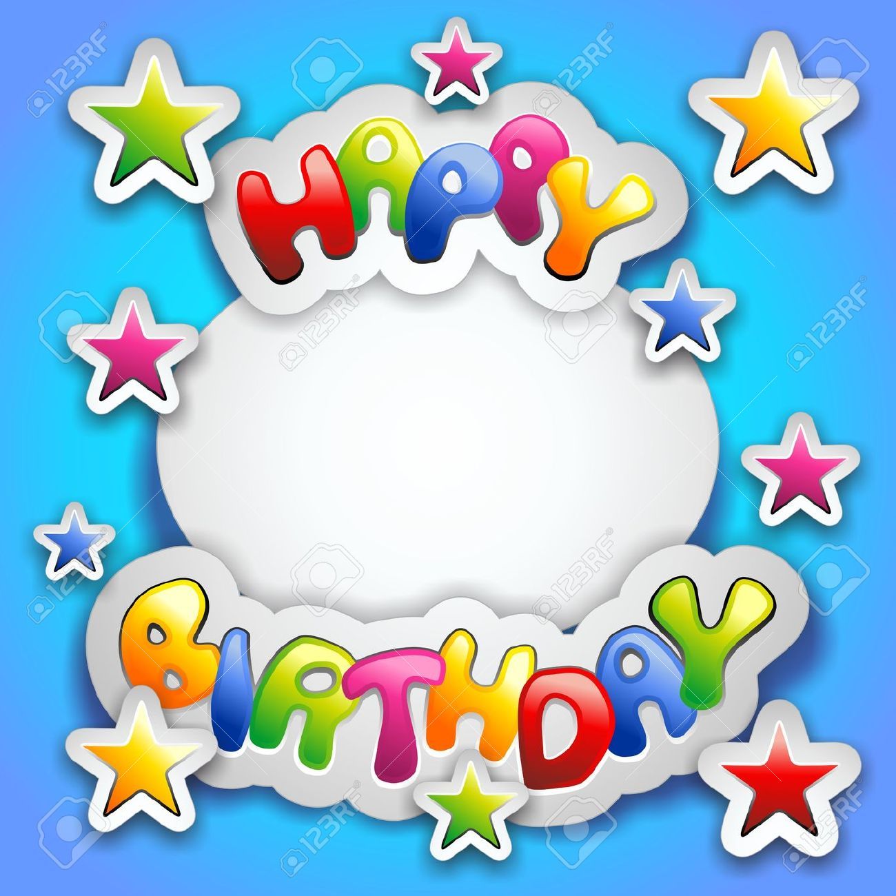 Happy Birthday Party Colorful Stickers Card.