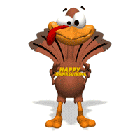 Happy Turkey Day, animated Thanksgiving Dinner clip art pictures.