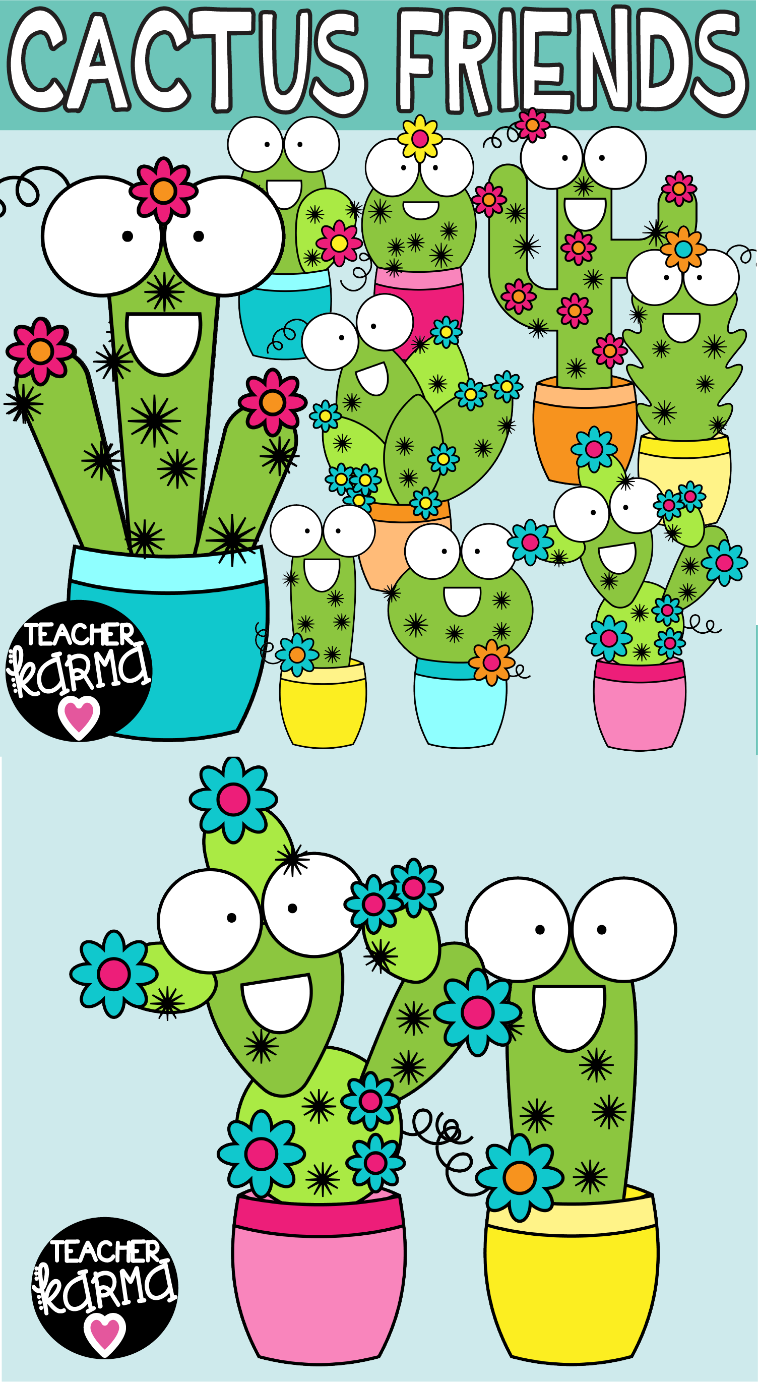 Cactus Clipart, Happy Friends.