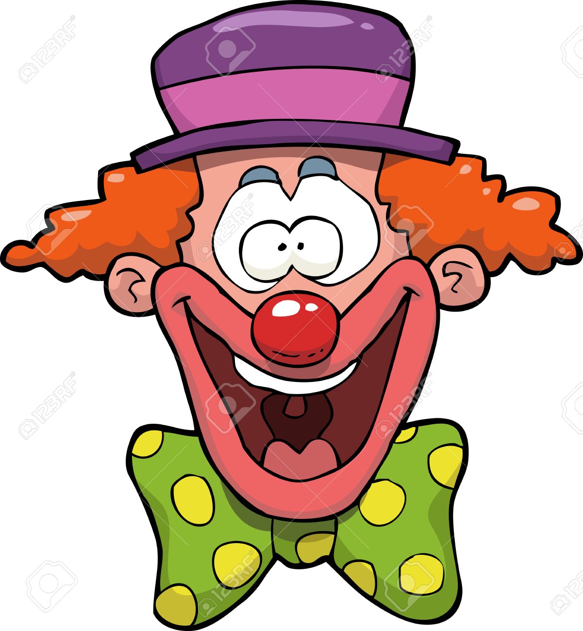 Cartoon doodle happy clown head vector illustration.