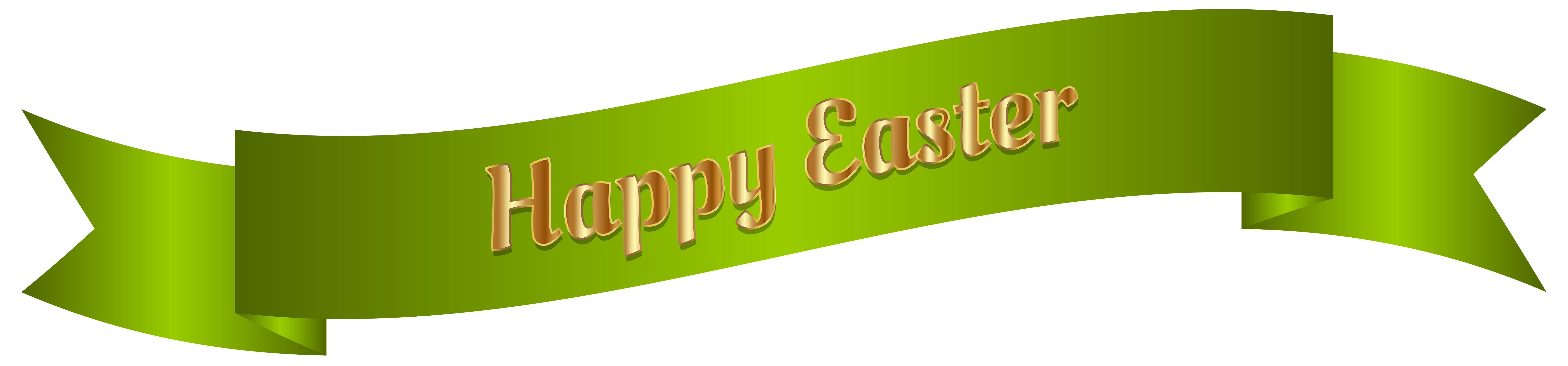 Green Happy Easter Banner PNG Clip Art Image.