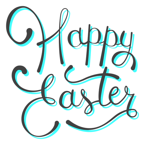 Happy easter cyan shadow message.