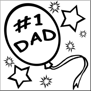 Clip Art: Happy Father\'s Day Balloon B&W I abcteach.com.