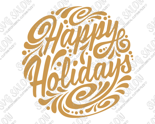 Happy Holidays Ornament Cut File in SVG, EPS, DXF, JPEG, and PNG.