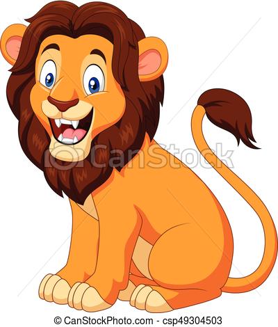 Cartoon happy lion sitting.