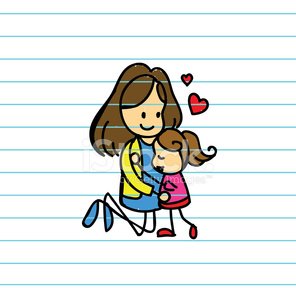 Happy mom and daughter hugging with love for Mother\'s day.