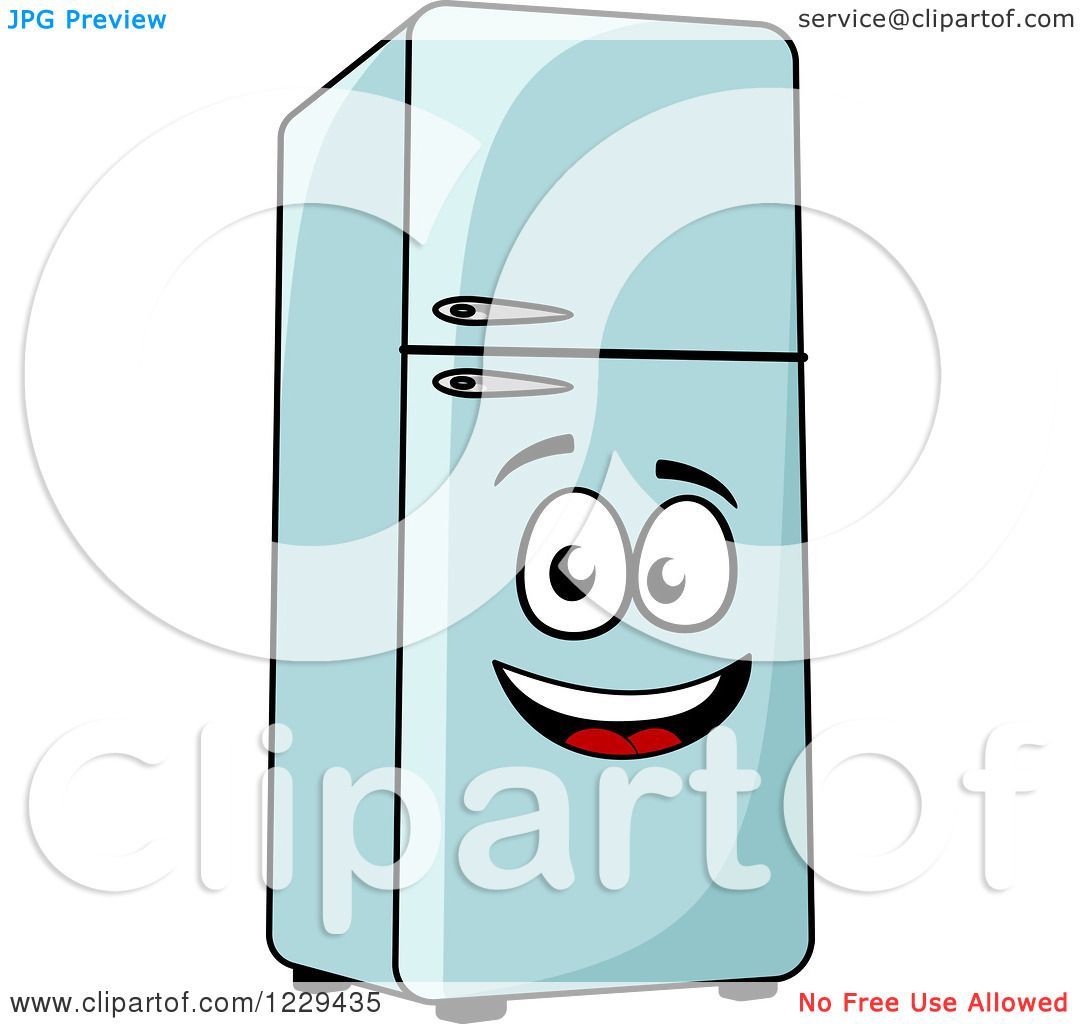 Clipart of a Happy Retro Refrigerator.