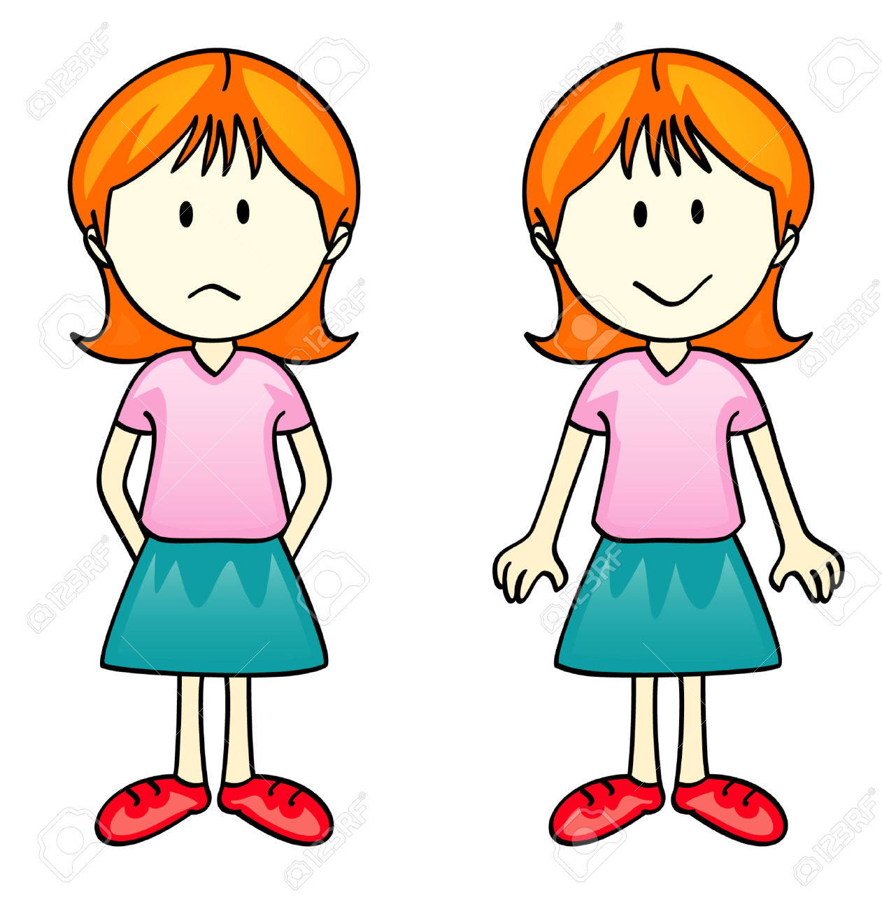 Happy And Sad Girl Clipart.