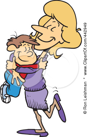 teacher and student hug artoon