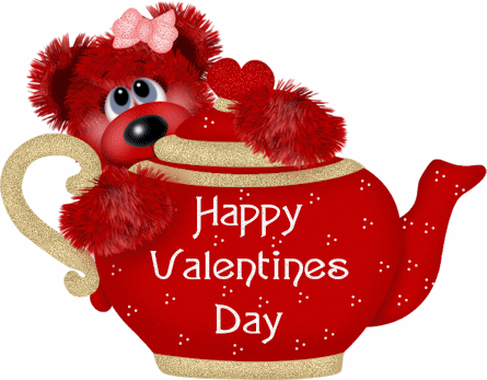 Red Animated Bear Happy Valentine Day.