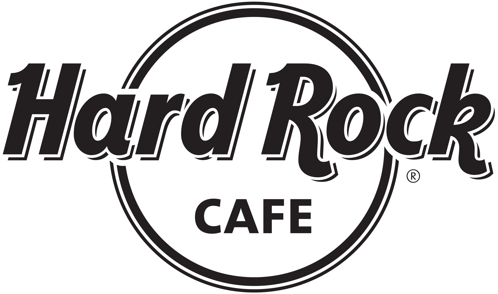 Hard Rock Café Logo Black and White transparent PNG.