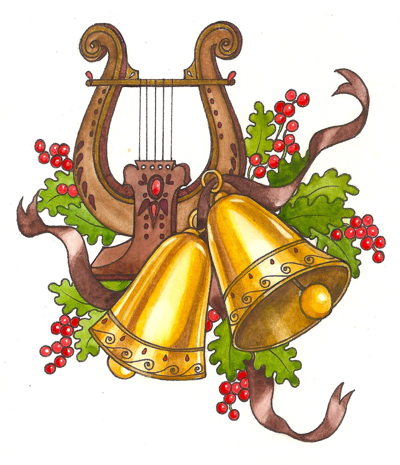Christmas harp music free clipart.