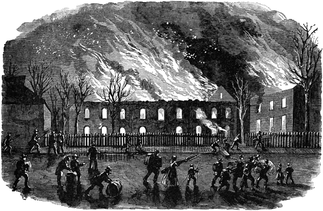 Burning of the Arsenal at Harper's Ferry.