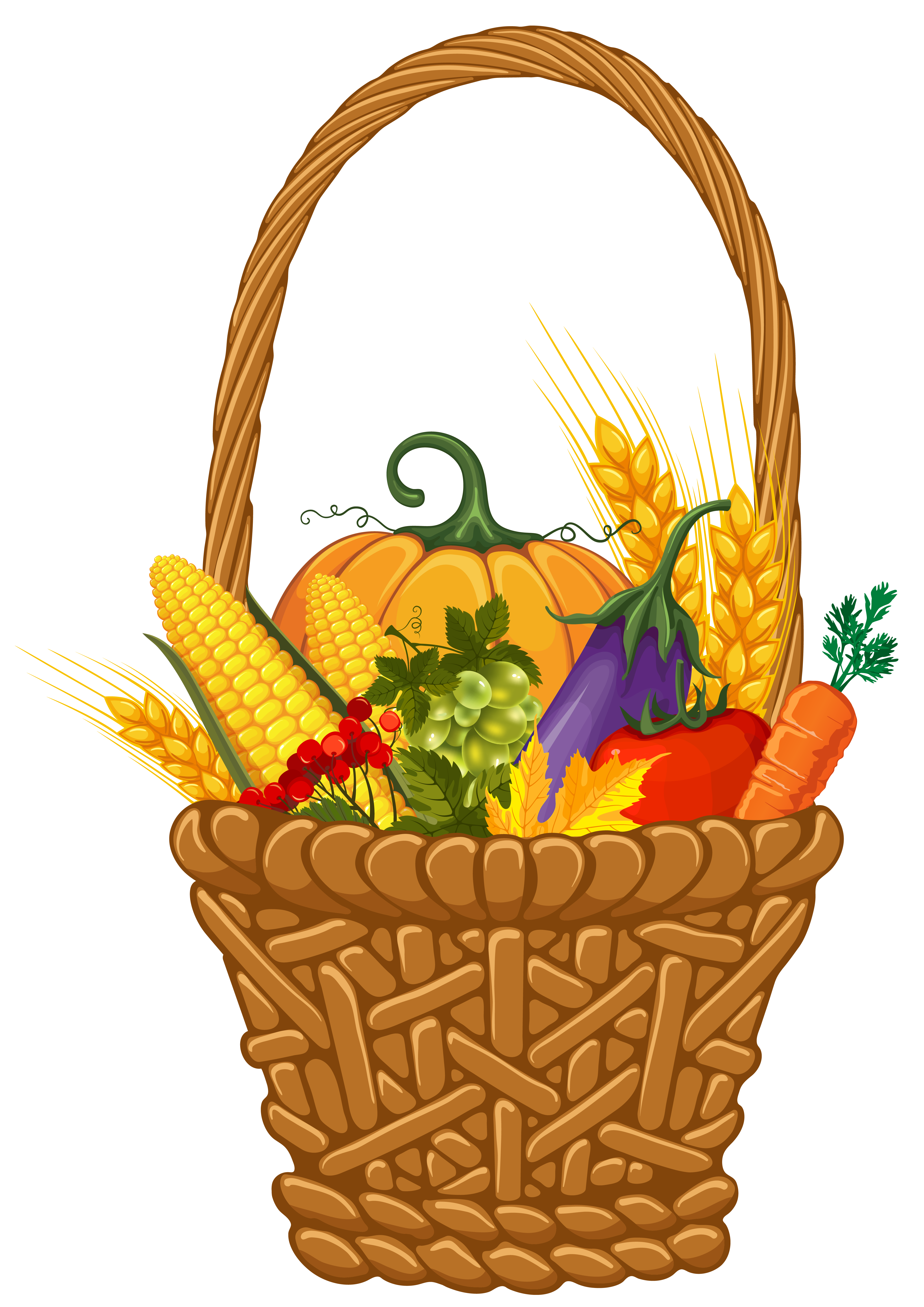 Fall Harvest Basket PNG Clipart Image.