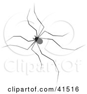 Clipart of a Black and White Spider with Eyes.