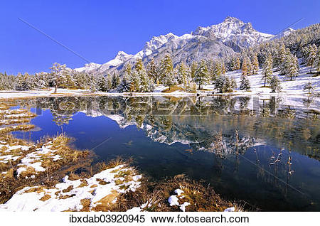 Stock Image of "Schwarzsee or Lai Nair with snow.
