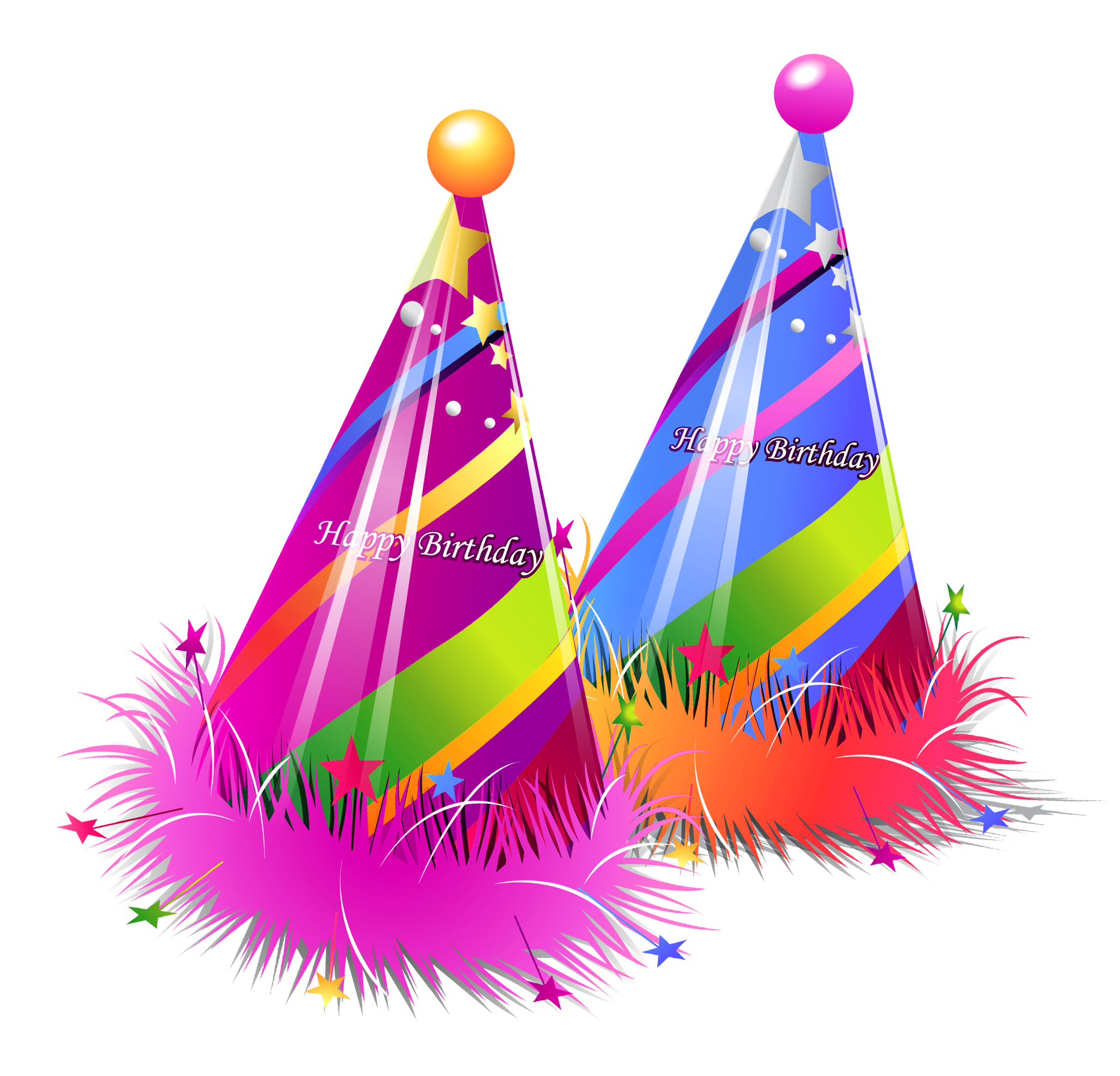 Happy Birthday Party Hats Transparent PNG Clipart.