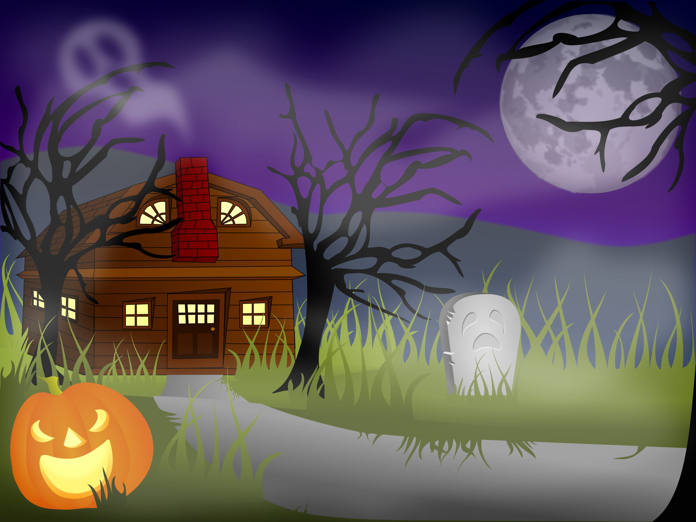 Haunted Houses Scenes Clip Art 5895