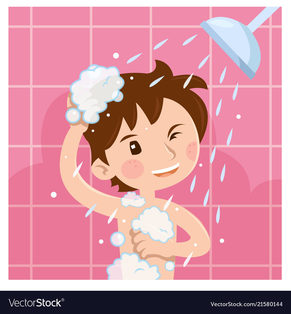 Cartoon Girl Taking A Bath