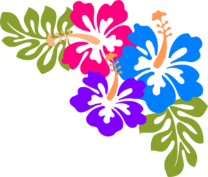 Example of corner design made up of hibiscus flowers and leaf.